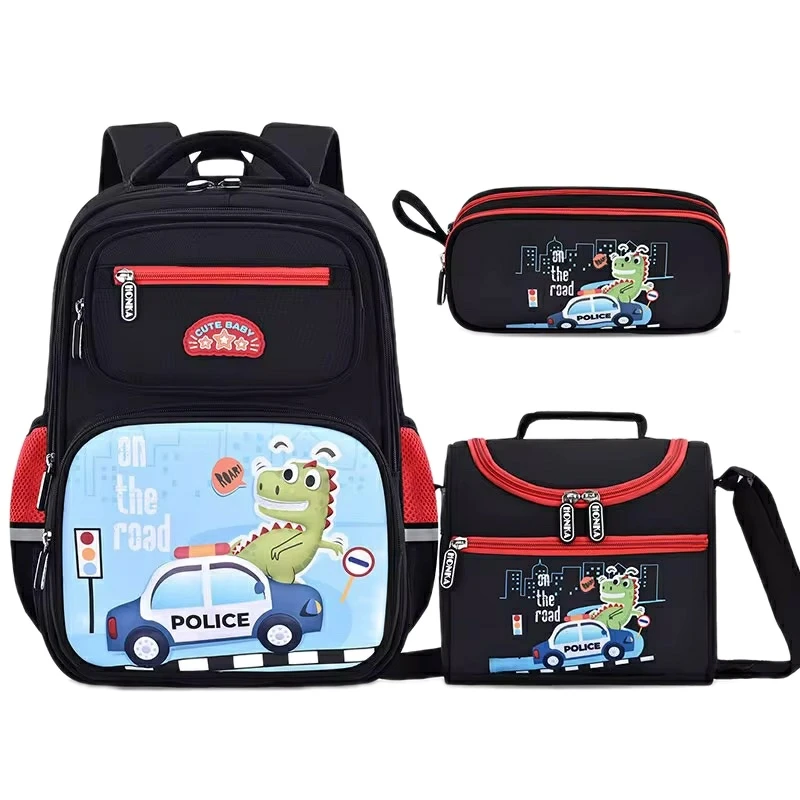 کوله پشتی مدرسه مدل دایناسور به همراه کیف ظرف غذا و جامدادی